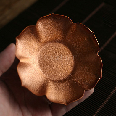 日式手工锻打纯铜石纹茶杯垫