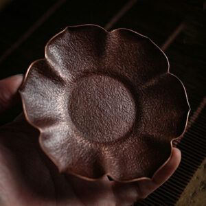 日式手工锻打纯铜石纹茶杯垫