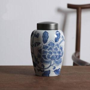 Tall Hand-painted Blue and White Porcelain Tea Caddy