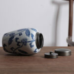 Tall Hand-painted Blue and White Porcelain Tea Caddy