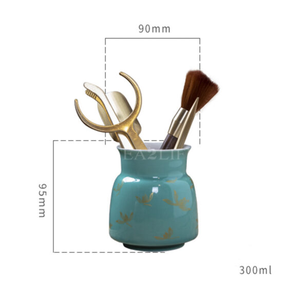 Turquoise Porcelain Storage with 6 Tea Accessories