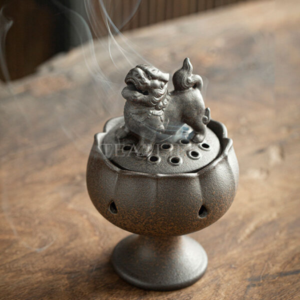 Lion and Lotus Censer Ceramic 12 - Tea2Life