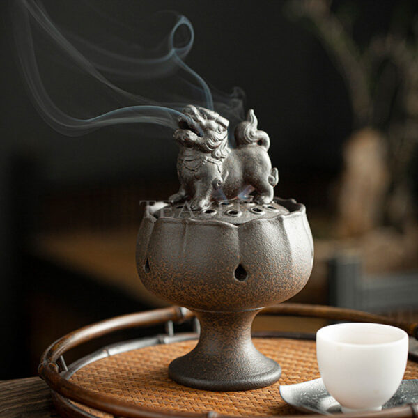 Lion and Lotus Censer Ceramic 15 - Tea2Life