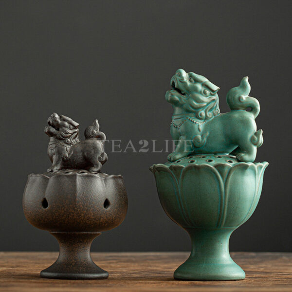 Lion and Lotus Censer Ceramic 17 - Tea2Life