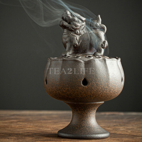 Lion and Lotus Censer Ceramic 3 - Tea2Life