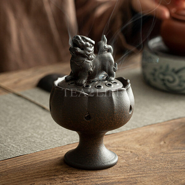 Lion and Lotus Censer Ceramic 6 - Tea2Life