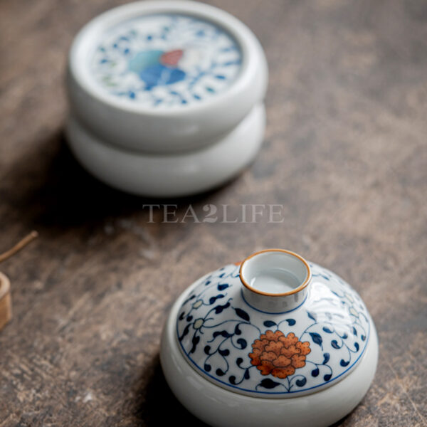 Retro Hand-painted Celadon Lid Holder - Gai Zhi 5 - Tea2Life