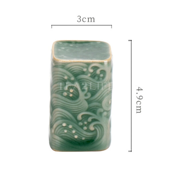 Jingdezhen Relief Sea Wave Celadon Lid Holder 6 - Tea2Life