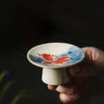 Dehua Ash Glaze Hand-painted Lid Holder Goldfish