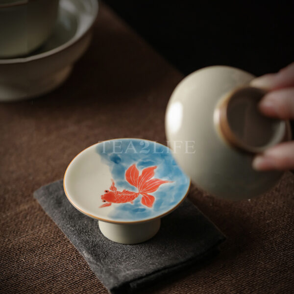 Dehua Ash Glaze Hand-painted Lid Holder 5 - Tea2Life