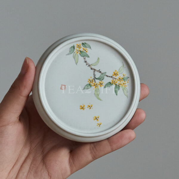 Jingdezhen Matte Glaze Hand-painted Osmanthus Lid Holder 4 - Tea2Life