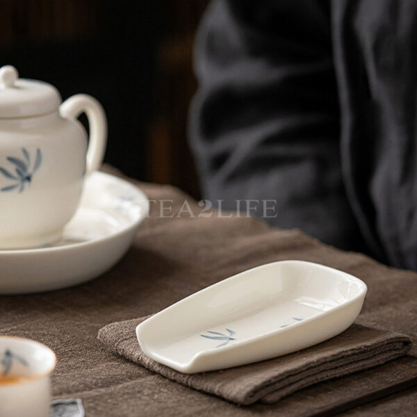 Jingdezhen Hand-painted Orchid White Porcelain Tea Scoop 10 - Tea2Life