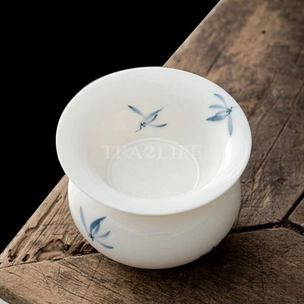 Jingdezhen Hand-painted Orchid White Porcelain Tea Strainer 3 - Tea2Life