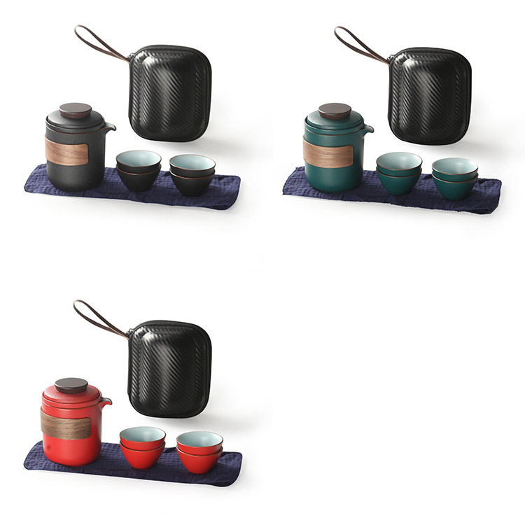 Ceramic Chinese Mini Gungfu Tea Set, Travel Teapot W/4 Teacups