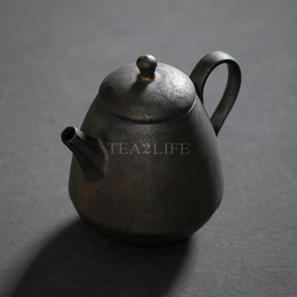 Small Iron-glazed Gilt Ceramic Japanese Teapot