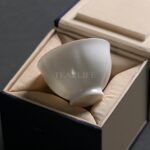 Ru Ware/Kiln Crackled Glaze White Porcelain Flower Shaped Tea Cup