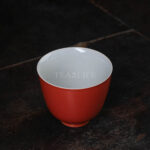 Persimmon Red Porcelain Tea Cup