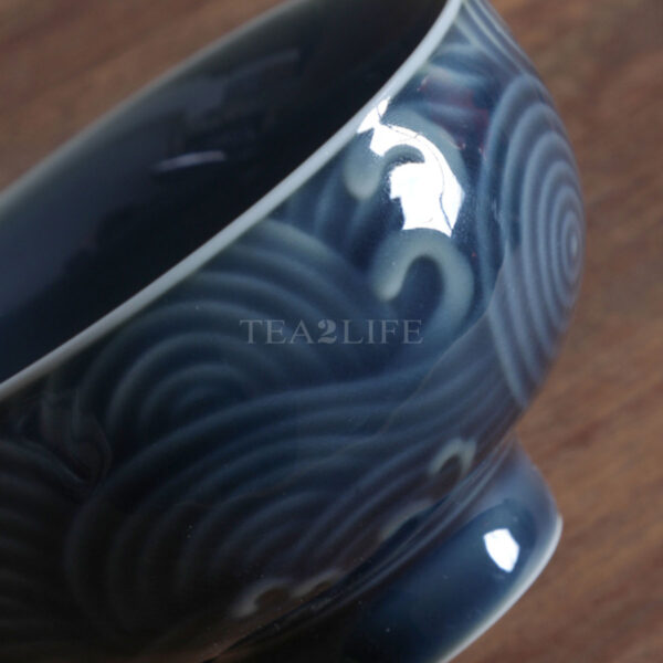 Dehua Large Ocean Wave Theme Porcelain Tea Cup